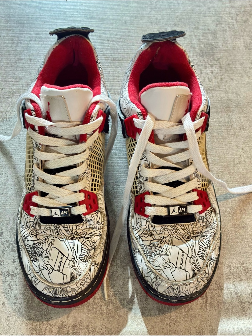 Jordan Kids White Black Red Graphic Lace-Up Sneakers
